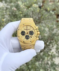 Audemars Piguet Royal Oak Frosted Yellow Gold Chronograph 26240BA Yellow Dial Replica 41mm