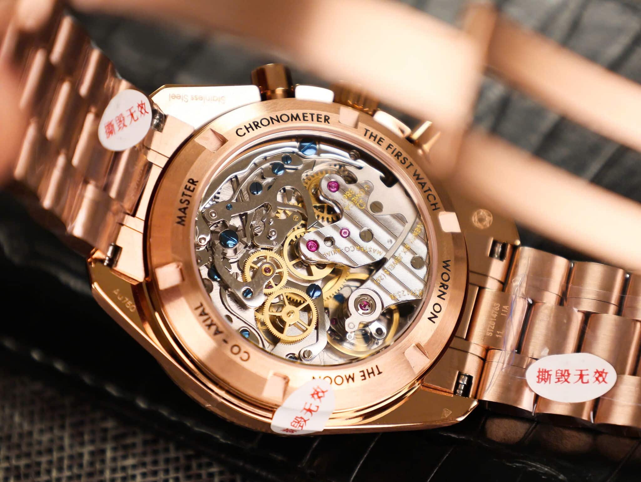 Omega Speedmaster Moonwatch Professional Chronograph Sedna Gold Black Dial Replica 42mm - Image 8