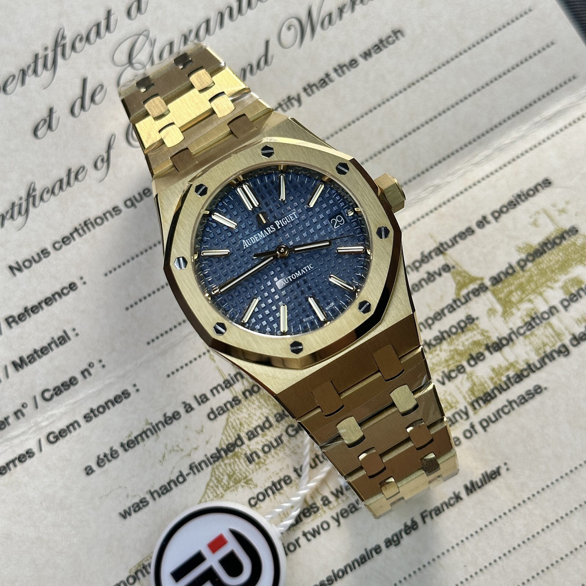 Audemars Piguet Royal Oak 15450BA Yellow Gold Blue Dial Replica IP Factory 37mm