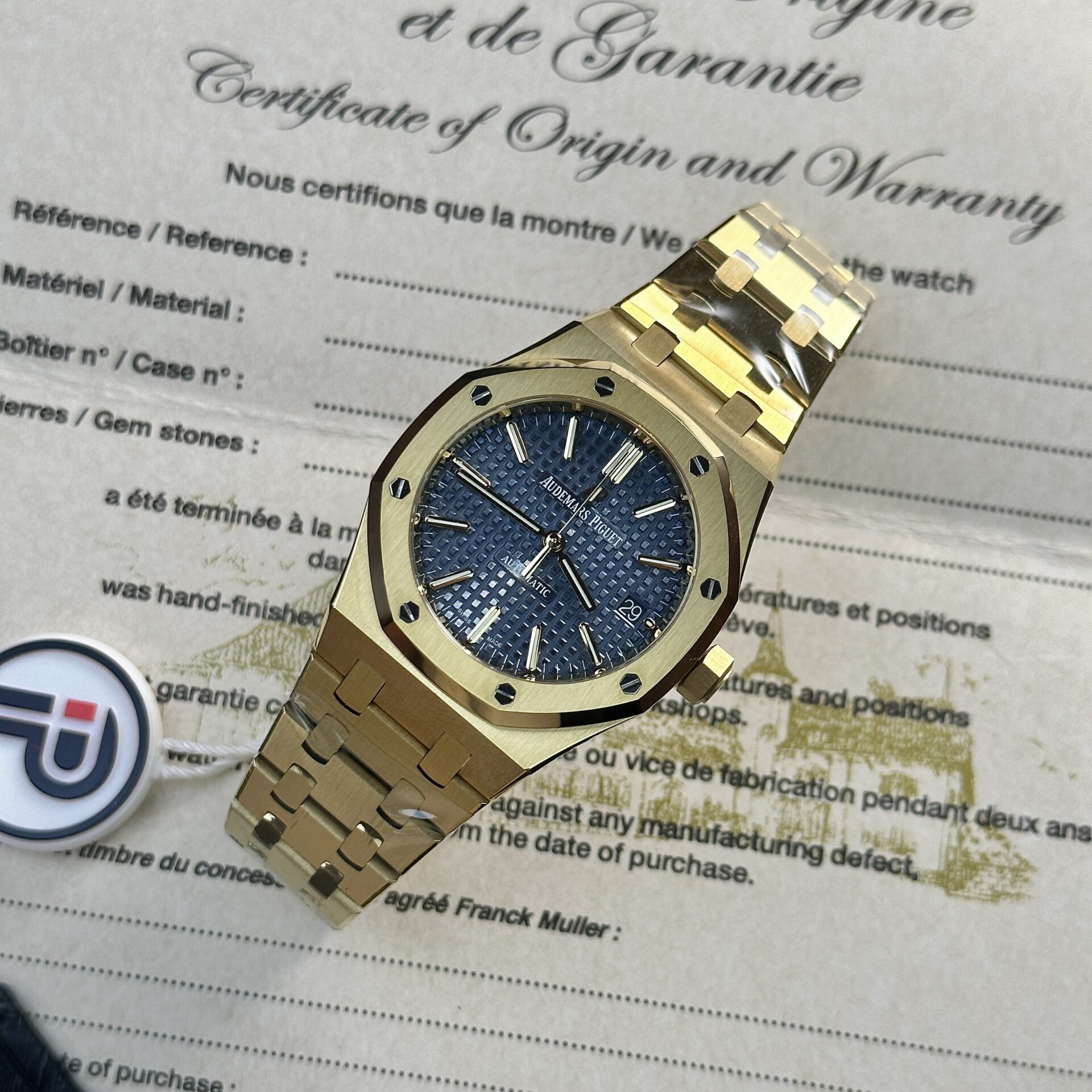 Audemars Piguet Royal Oak 15450BA Yellow Gold Blue Dial Replica IP Factory 37mm - Image 4