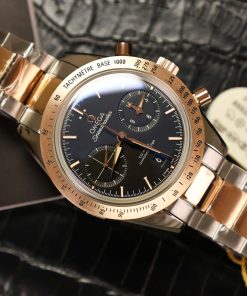 Omega Speedmaster 1957 Chronograph Two Tone Rose Gold Black Dial Replica 41.5mm