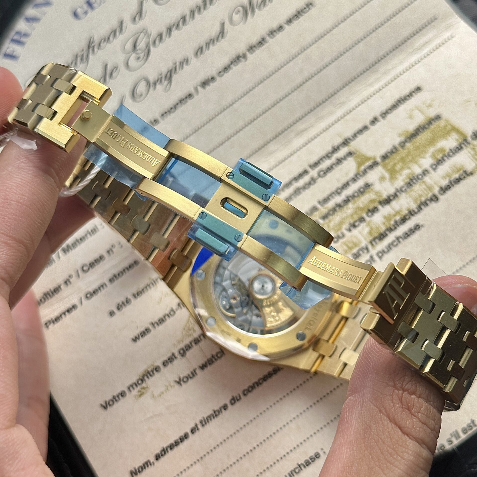 Audemars Piguet Royal Oak 15450BA Yellow Gold Blue Dial Replica IP Factory 37mm - Image 7