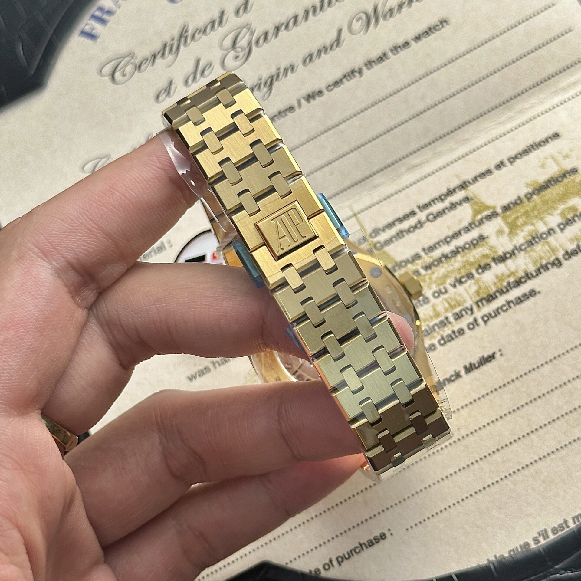 Audemars Piguet Royal Oak 15450BA Yellow Gold Blue Dial Replica IP Factory 37mm - Image 8