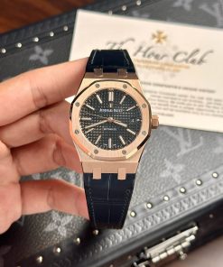 Audemars Piguet Royal Oak 15450OR Rose Gold Black Dial Leather IP Factory 37mm