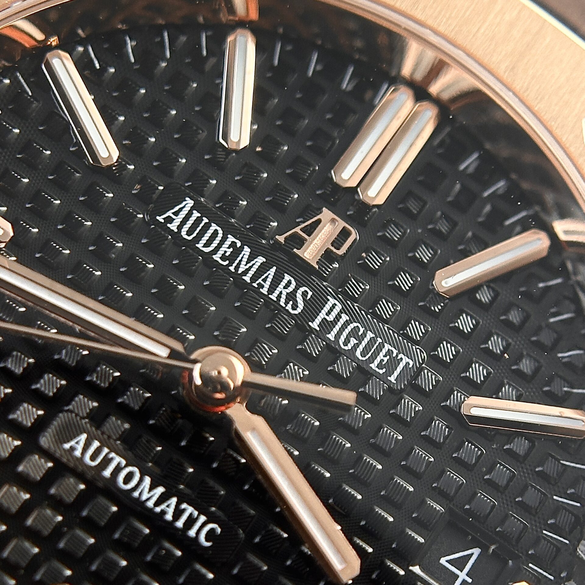 Audemars Piguet Royal Oak 15450OR Rose Gold Black Dial Leather IP Factory 37mm - Image 4