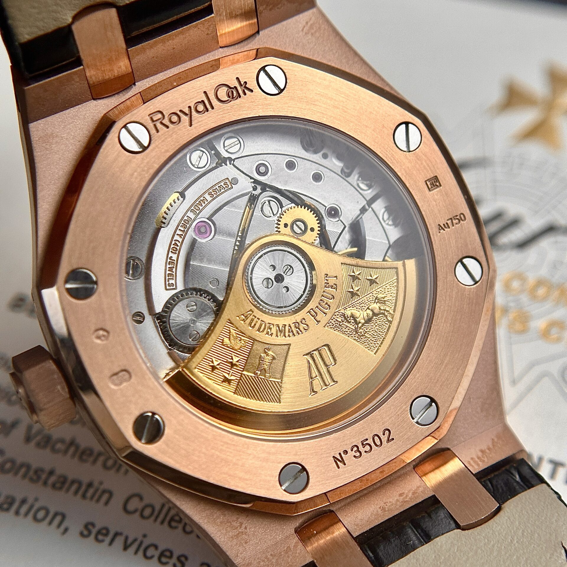 Audemars Piguet Royal Oak 15450OR Rose Gold Black Dial Leather IP Factory 37mm - Image 8