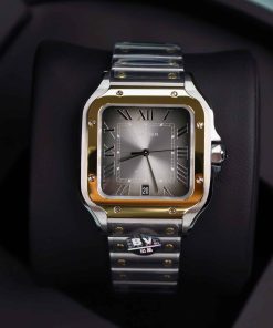 Cartier Santos De Cartier CRW2SA0030 Two Tone Grey Dial Large Model Best Replica BVF 39.8mm