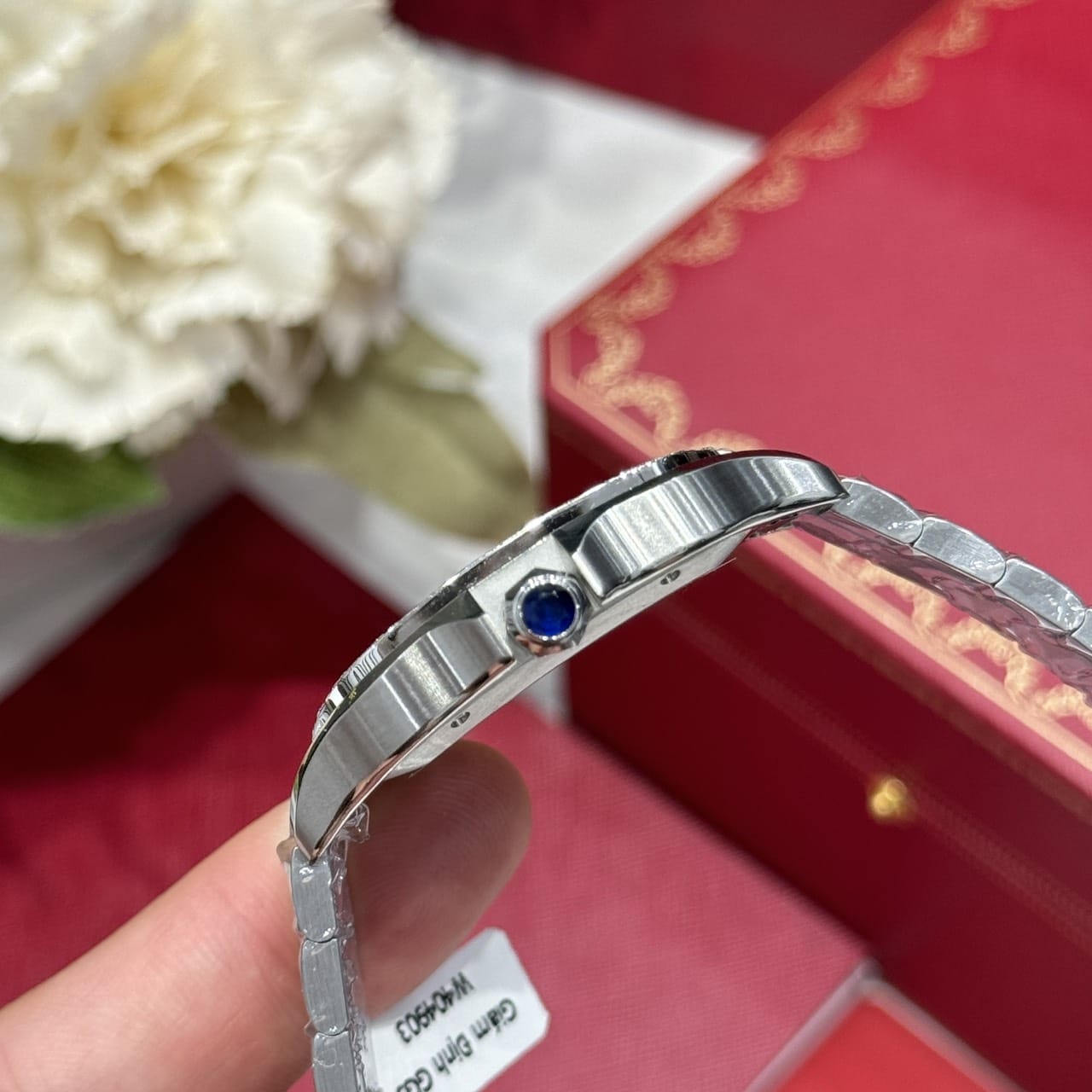 Cartier Santos Large Model White Dial Custom Moissanite Bezel Best Replica BVF 39.8mm - Image 7