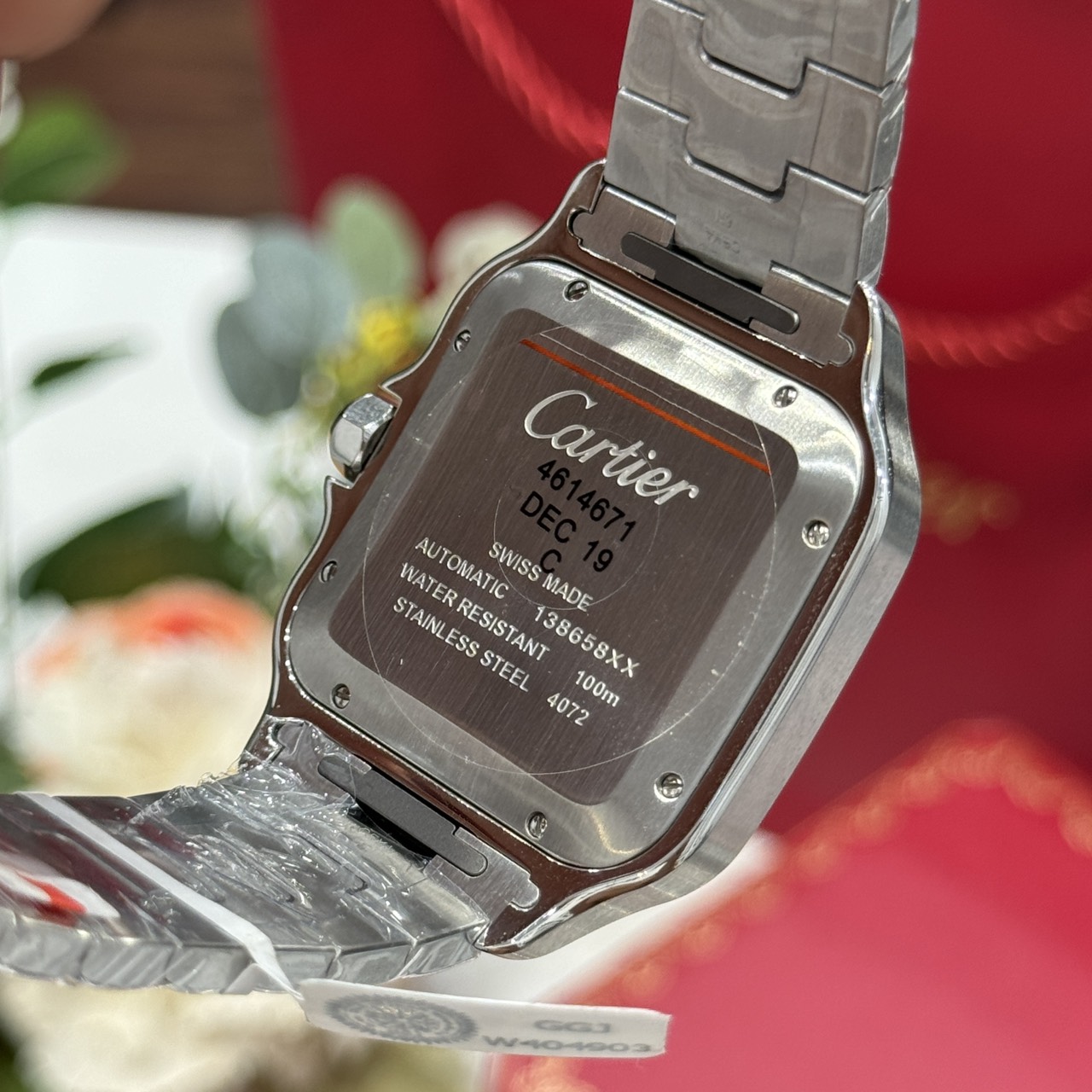 Cartier Santos Large Model White Dial Custom Moissanite Bezel Best Replica BVF 39.8mm - Image 8