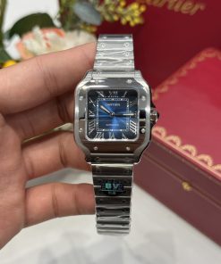 Cartier Santos WSSA0063 Blue Dial Medium Model Best Quality Replica BVF 35.1mm