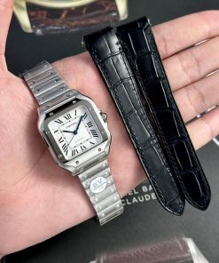 Cartier Santos WSSA0029 White Dial Medium Model Best Replica BVF 35.1mm
