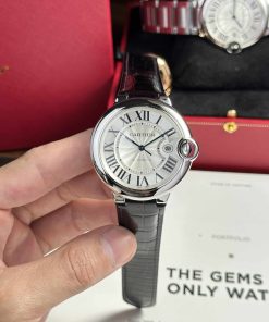 Cartier Ballon Bleu WSBB0026 White Dial Leather Men Watch Best Replica AF 42mm