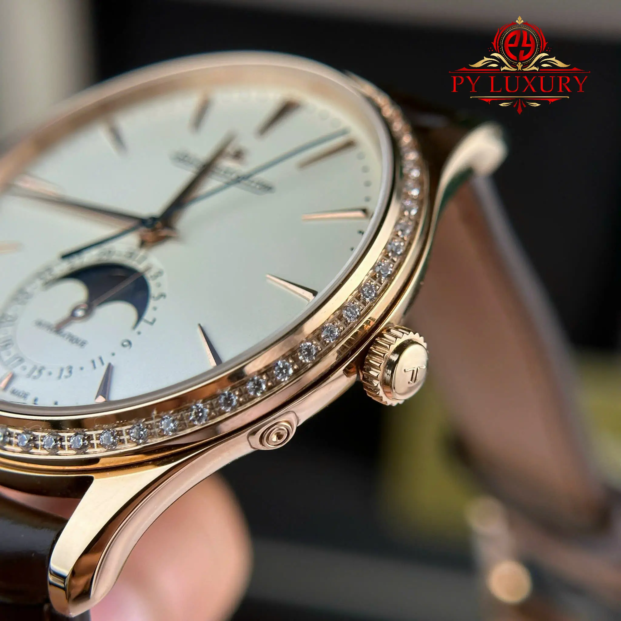 Jaeger-LeCoultre Master Ultra Thin Moon Q1362503 Rose Gold White Dial Diamond Bezel Best Replica APSF 39mm - Image 5