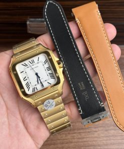 Cartier Santos WGSA0029 Yellow Gold White Dial Large Model Best Replica BVF 39.8mm