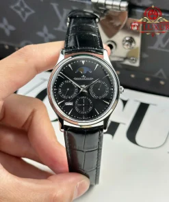 Jaeger LeCoultre Master Ultra Thin Perpetual Calendar Black Dial Leather Strap Best Replica VR Factory 39mm