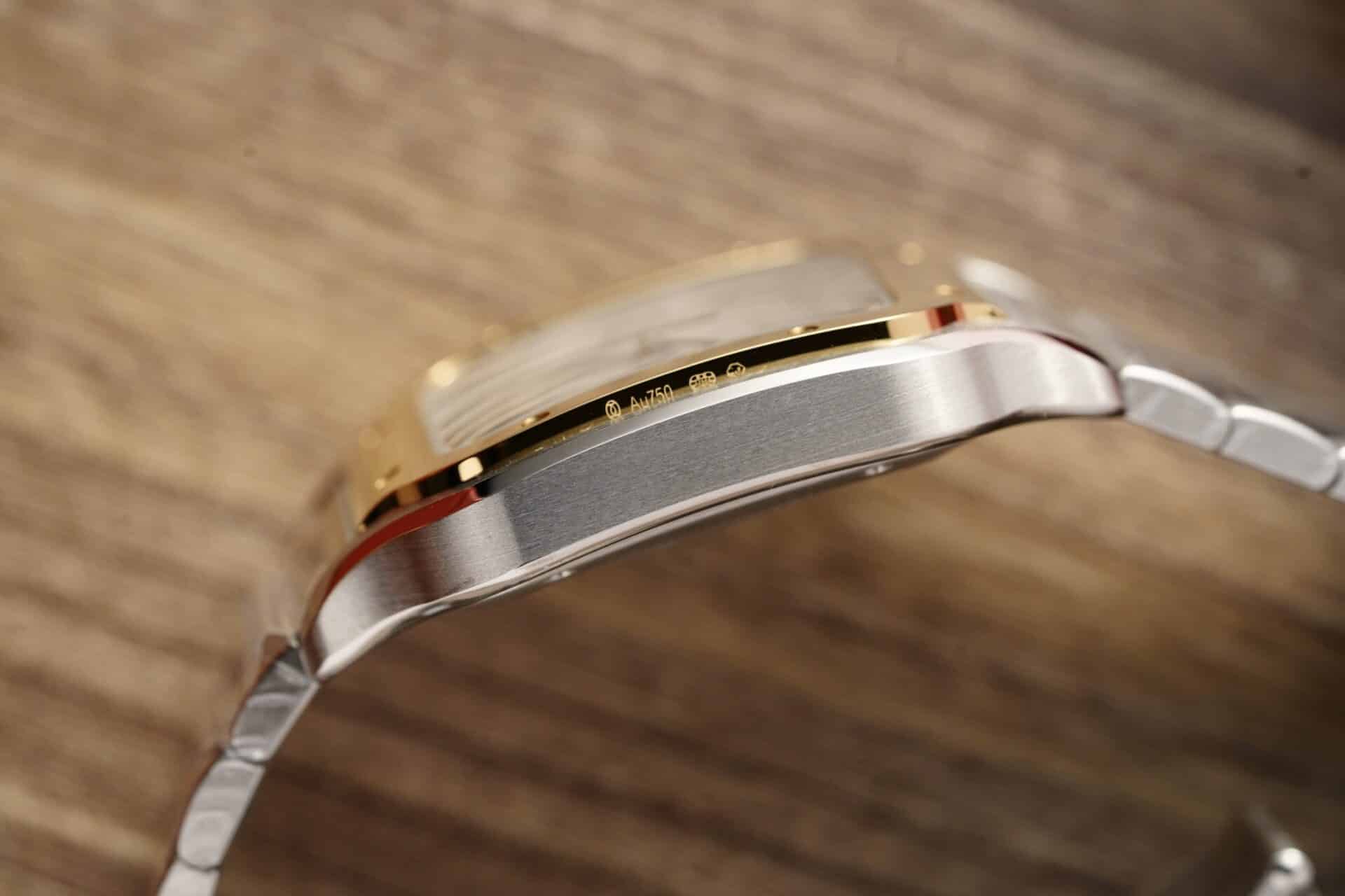 Cartier Santos Two Tone Yellow Gold White Dial Large Model Best Replica BVF 39.8mm - Image 6