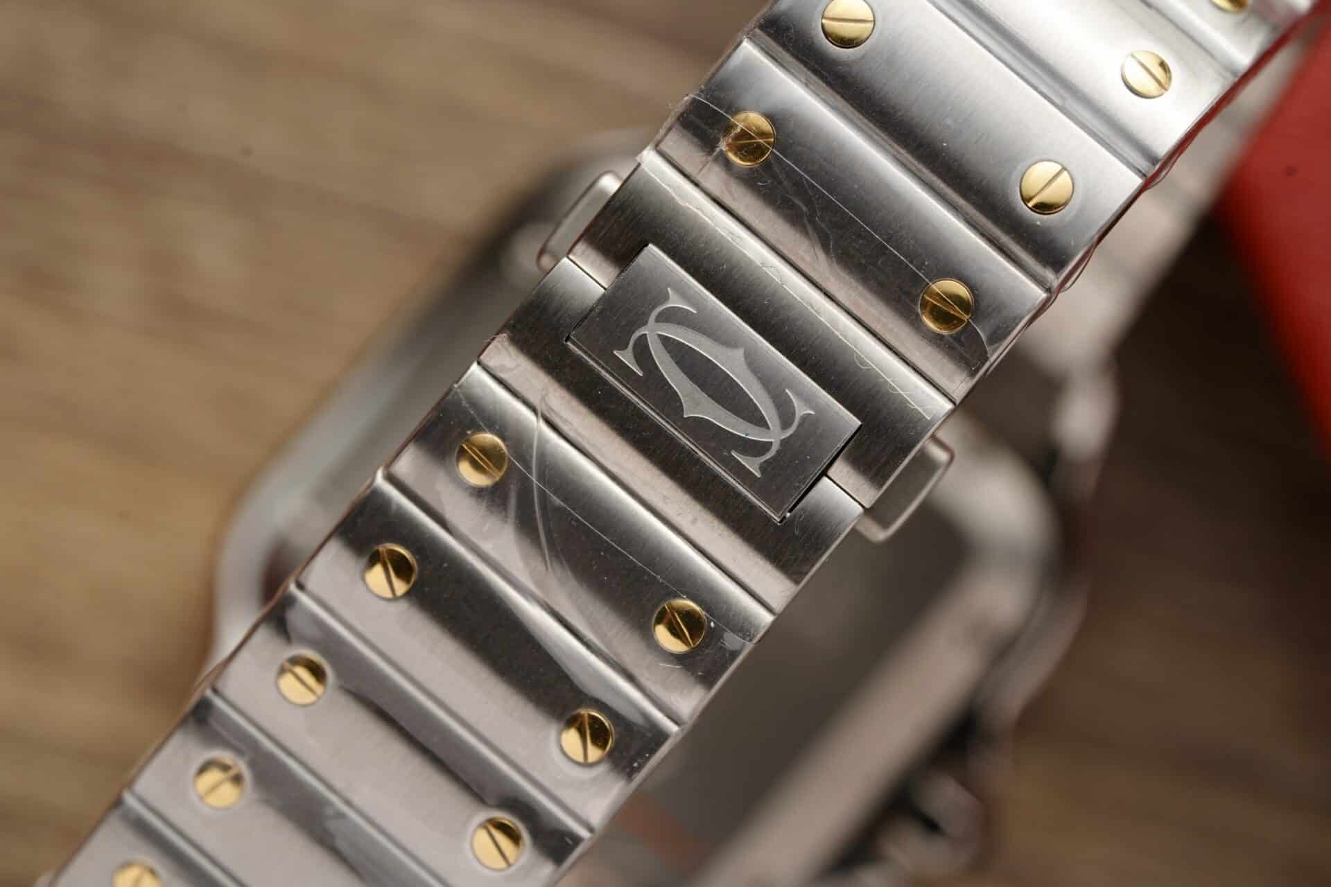 Cartier Santos Two Tone Yellow Gold White Dial Large Model Best Replica BVF 39.8mm - Image 7