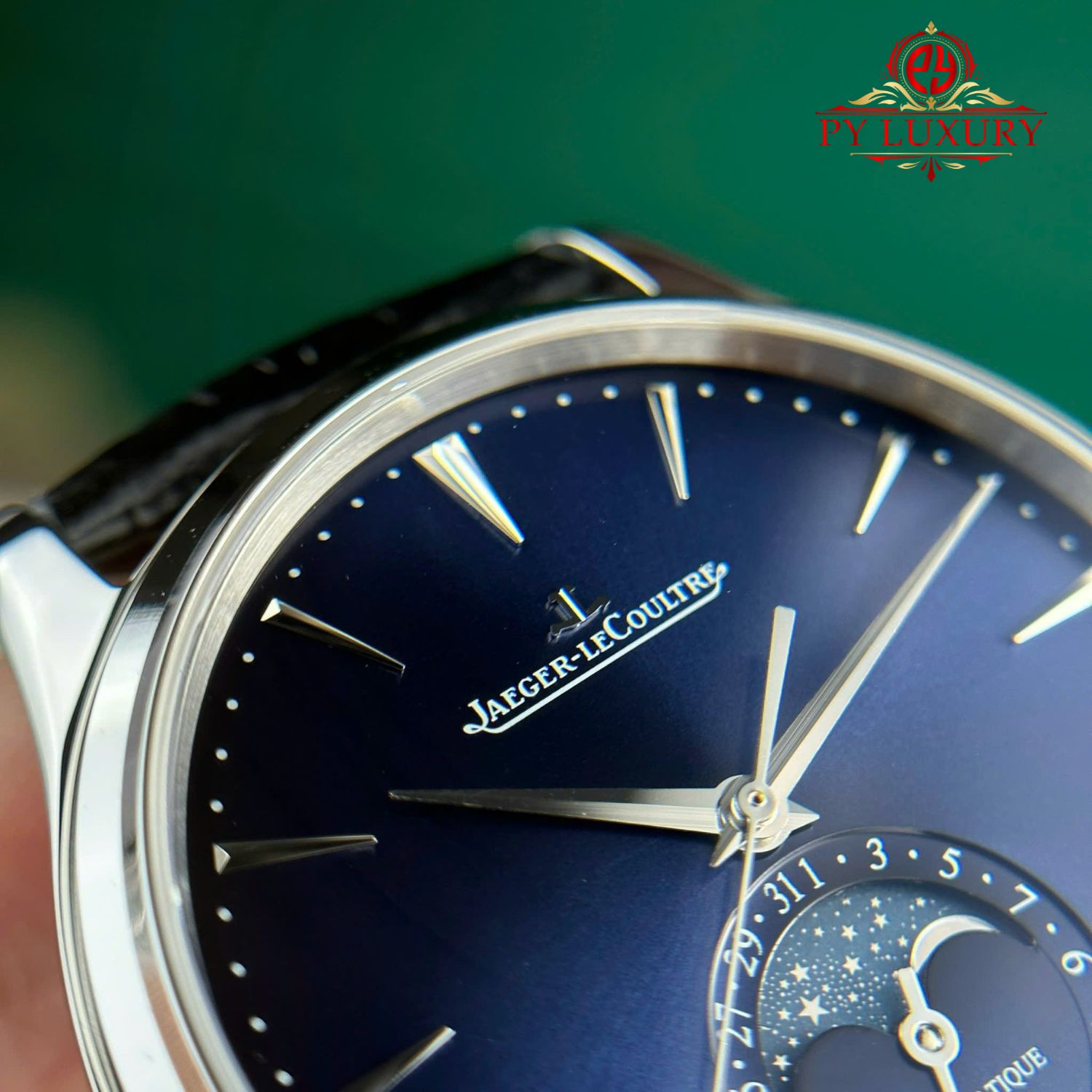 Jaeger-LeCoultre Master Ultra Thin Moon Blue Dial Leather Best Replica APSF 39mm - Image 4