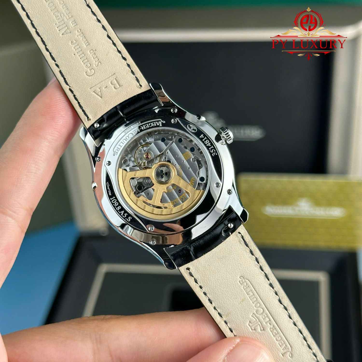 Jaeger-LeCoultre Master Ultra Thin Moon Blue Dial Leather Best Replica APSF 39mm - Image 8