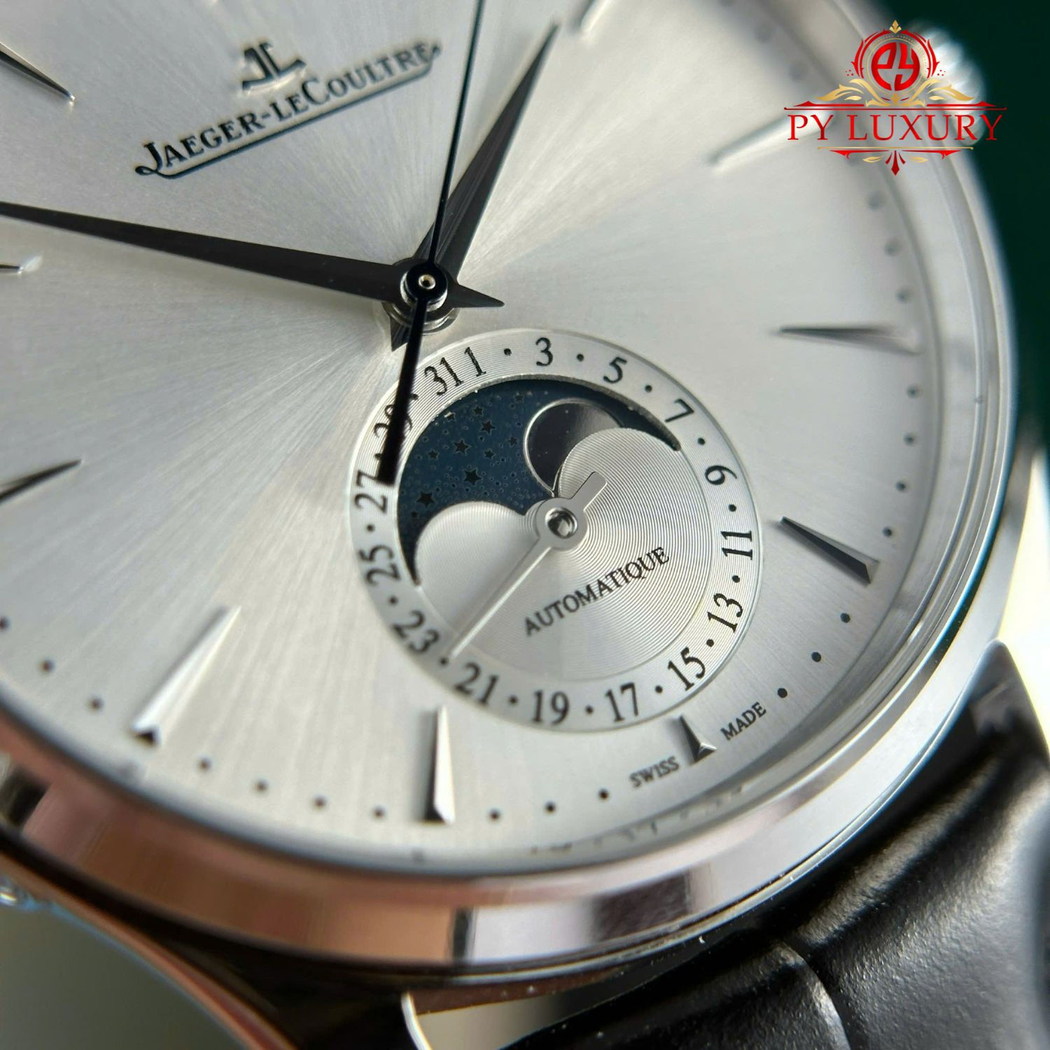 Jaeger-LeCoultre Master Ultra Thin Moon Silver Dial Leather Best Replica APSF 39mm - Image 5