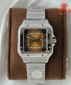 Cartier Santos Medium Model WSSA0065 Brown Dial 1:1 Best Replica BVF 35.1mm