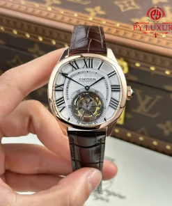 Cartier Drive De Cartier W4100013 Tourbillon Rose Gold Leather Strap Best Replica 40x41mm