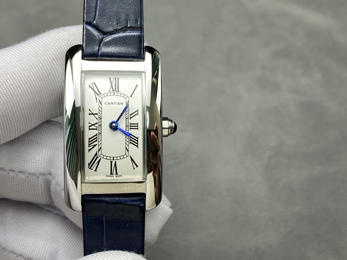 Cartier Tank Américaine WSTA0117 Steel Silver Dial Small Model Leather Strap Best Replica 35.4 Mm X 19.4 Mm - Image 4