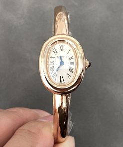 Cartier Baignoire De Cartier Rose Gold Silver Dial Mini Model Best Replica (Wrist Size 15, 16, 17cm)