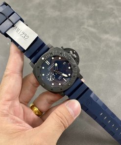 Panerai Submersible Quarantaquattro Carbotech Blu Abisso PAM1232 Blue Dial Rubber Strap Best Replica VSF 44mm