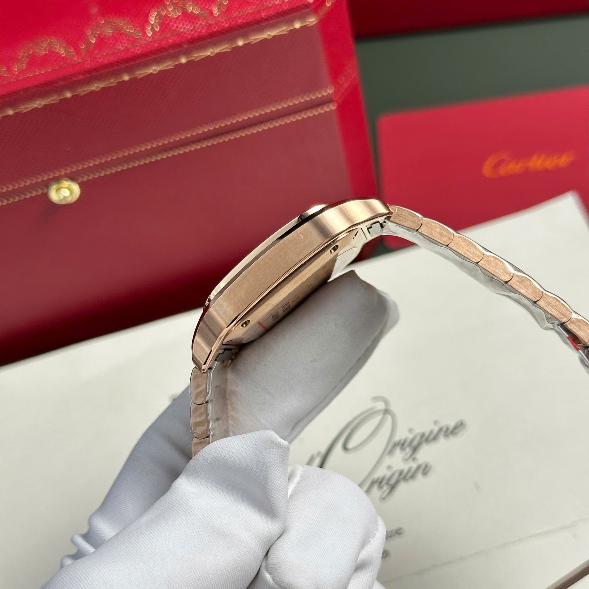 Cartier Santos De Cartier Rose Gold White Dial Medium Model Best Replica BVF 35.1mm - Image 7