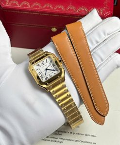 Cartier Santos WGSA0030 Yellow Gold White Dial Medium Model Best Replica BVF 35.1mm