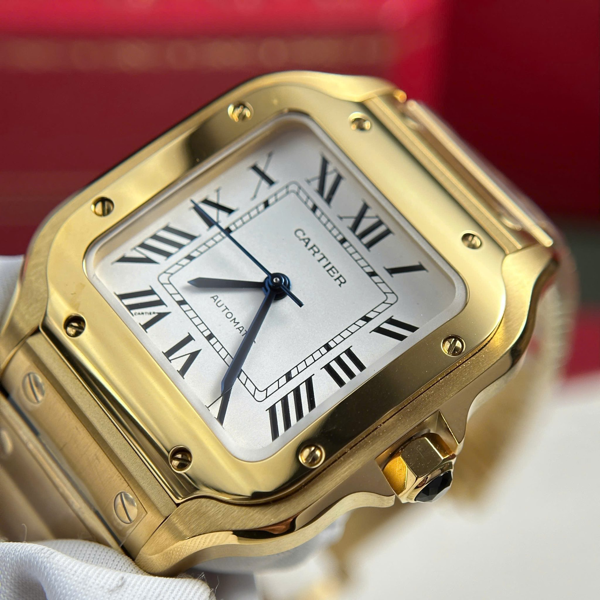 Cartier Santos WGSA0030 Yellow Gold White Dial Medium Model Best Replica BVF 35.1mm - Image 5