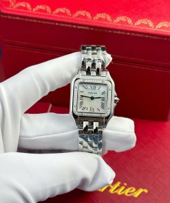 Cartier Panthère Steel Ladies MOP Dial Diamond Bezel Best Replica AF 27mm X 36mm