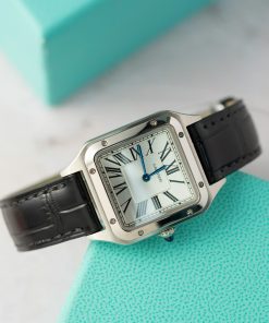 Cartier Santos Dumont WSSA0023 Steel Silver Dial Leather Strap Replica BVF 38mm X 27.5mm
