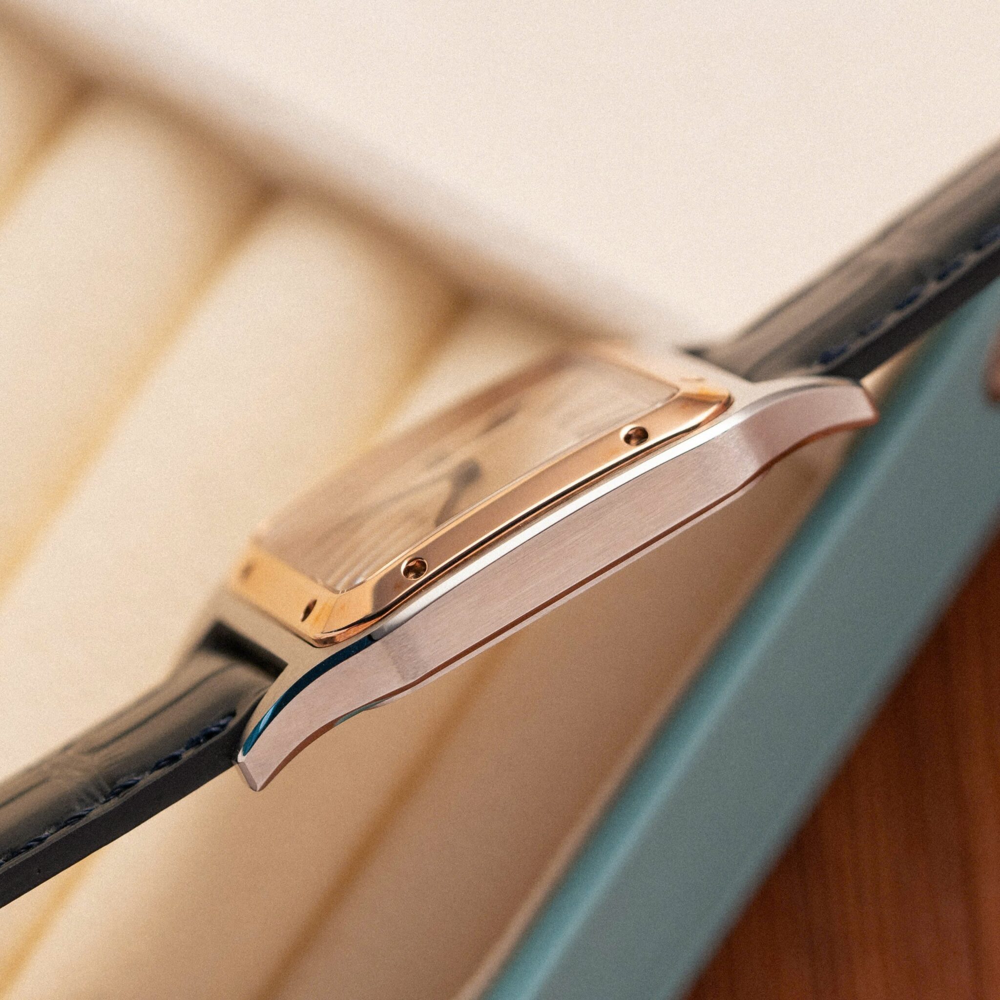 Cartier Santos Dumont CRW2SA0011 Two Tone Silver Dial Leather Strap Replica BVF 38mm X 27.5mm - Image 4