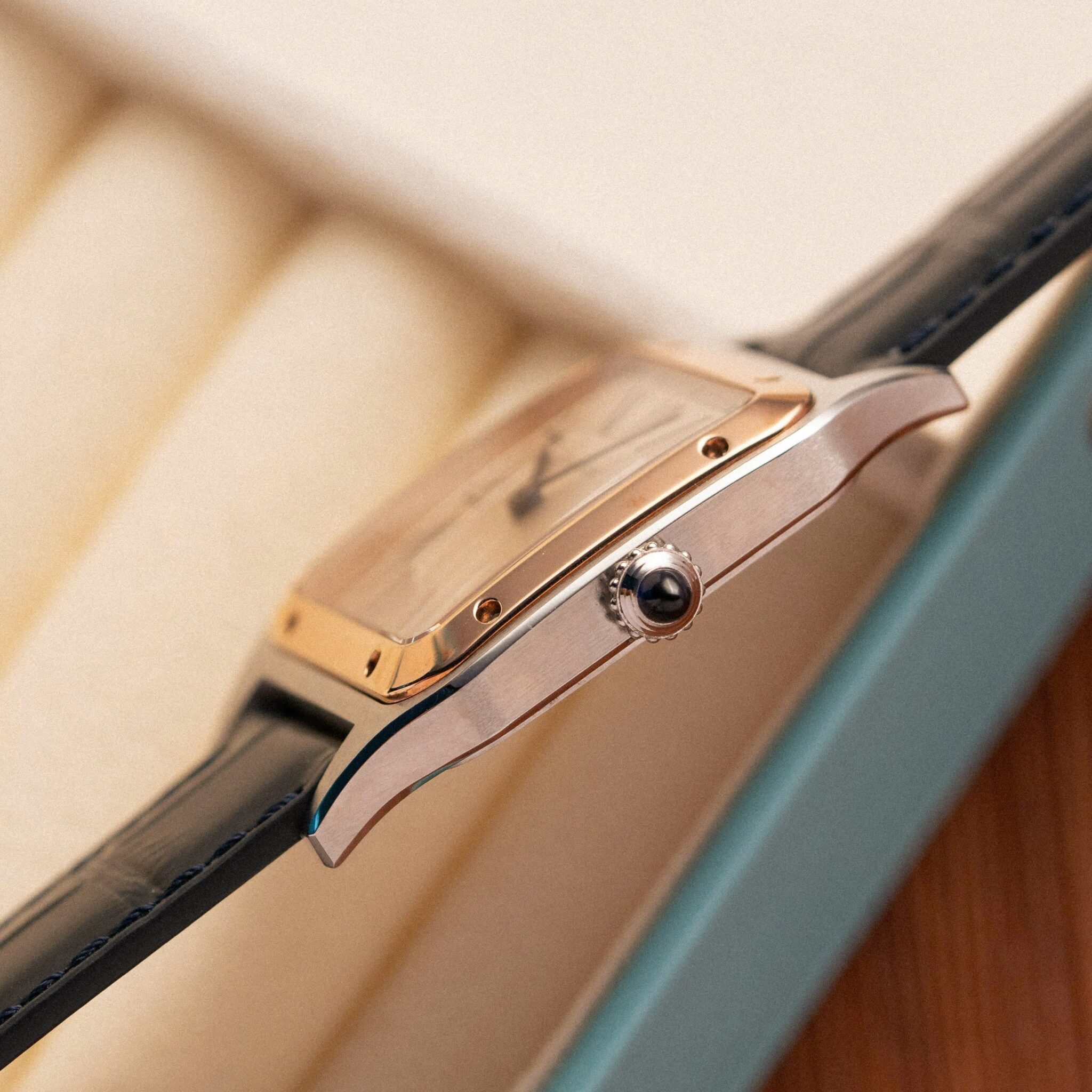 Cartier Santos Dumont CRW2SA0011 Two Tone Silver Dial Leather Strap Replica BVF 38mm X 27.5mm - Image 5