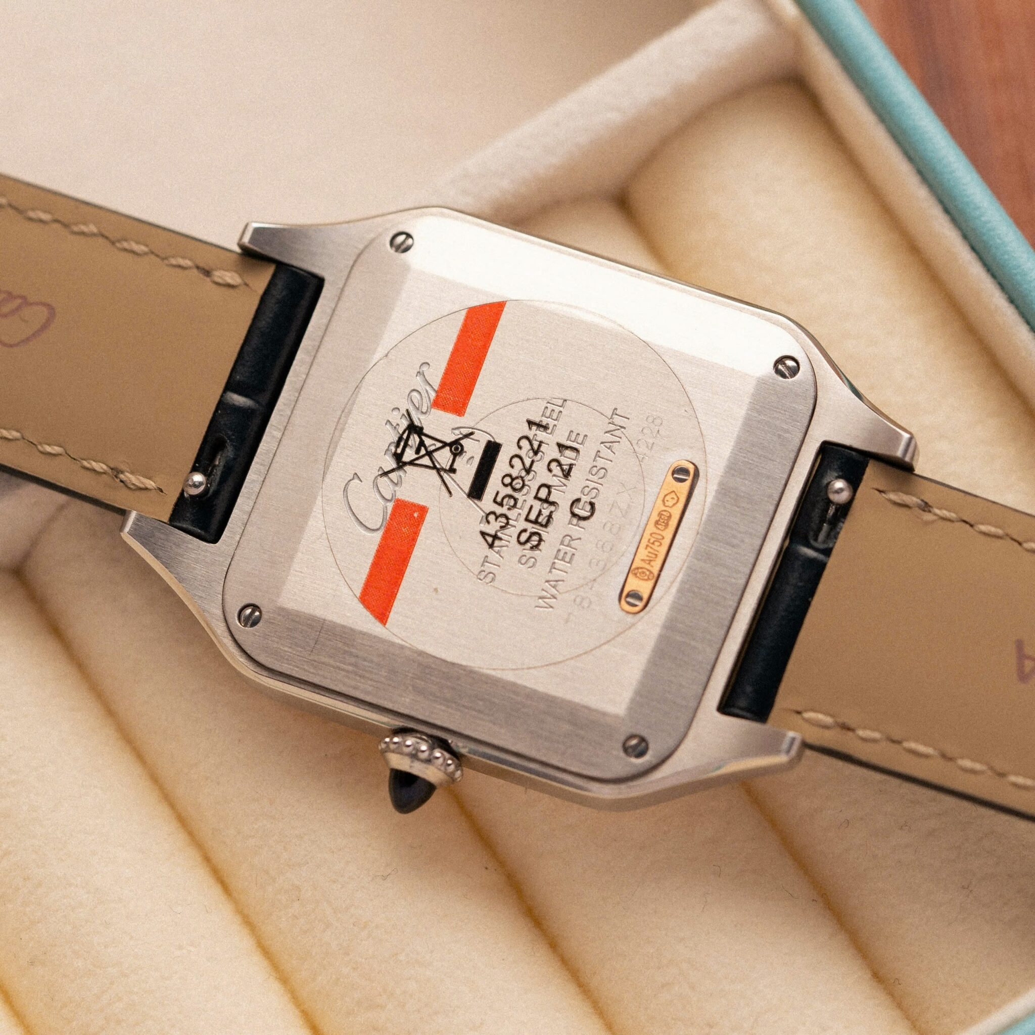 Cartier Santos Dumont CRW2SA0011 Two Tone Silver Dial Leather Strap Replica BVF 38mm X 27.5mm - Image 6