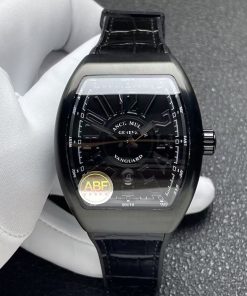Franck Muller Vanguard V45 Black DLC Black Dial Leather Strap 1:1 Best Edition ABF 45mm