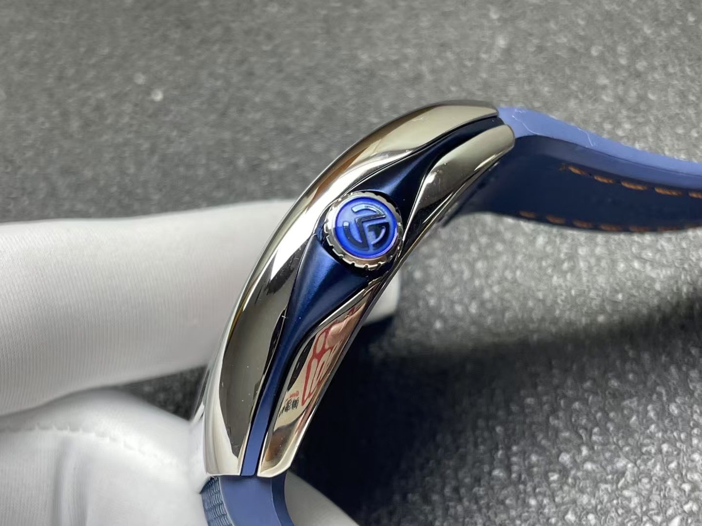 Franck Muller Vanguard Yachting V45 Blue Dial Orange Arabic Numerals Rubber Strap 1:1 Best Replica ABF 45mm - Image 6