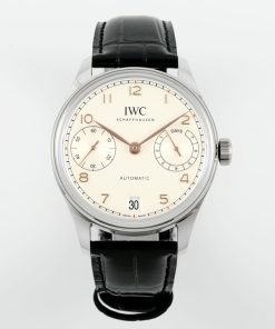 IWC Portugieser IW501701 Steel Silver Dial Black Leather Strap Best Replica APSF 42mm