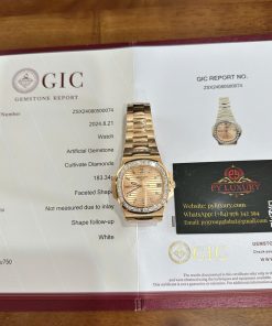 Patek Philippe Nautilus 5723/1R-001 Pink Golden Dial 18K Solid Gold Baguette Diamonds 40mm