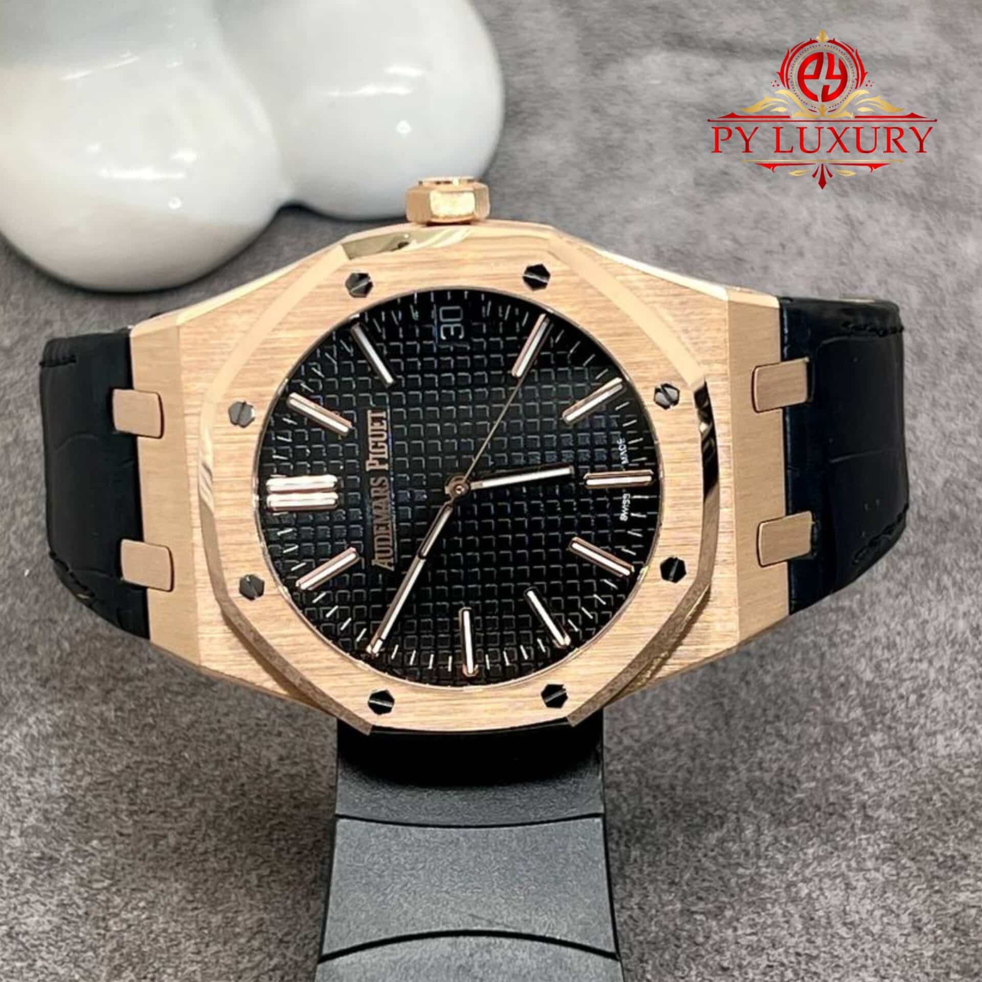 Audemars Piguet Royal Oak 50th Anniversary 15510OR 18K Solid Gold Black Dial Crocodile Leather Strap 41mm - Image 3