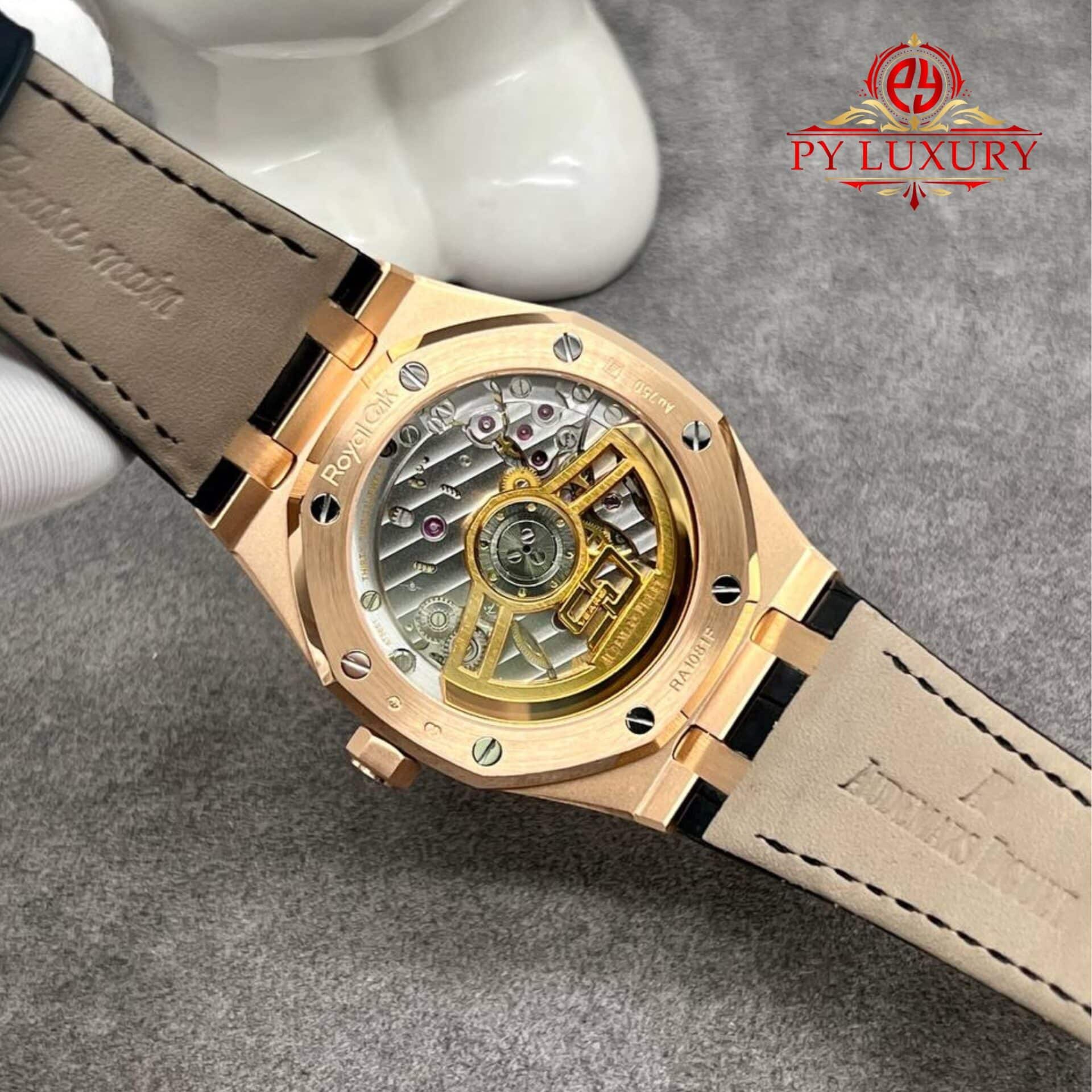 Audemars Piguet Royal Oak 50th Anniversary 15510OR 18K Solid Gold Black Dial Crocodile Leather Strap 41mm - Image 7