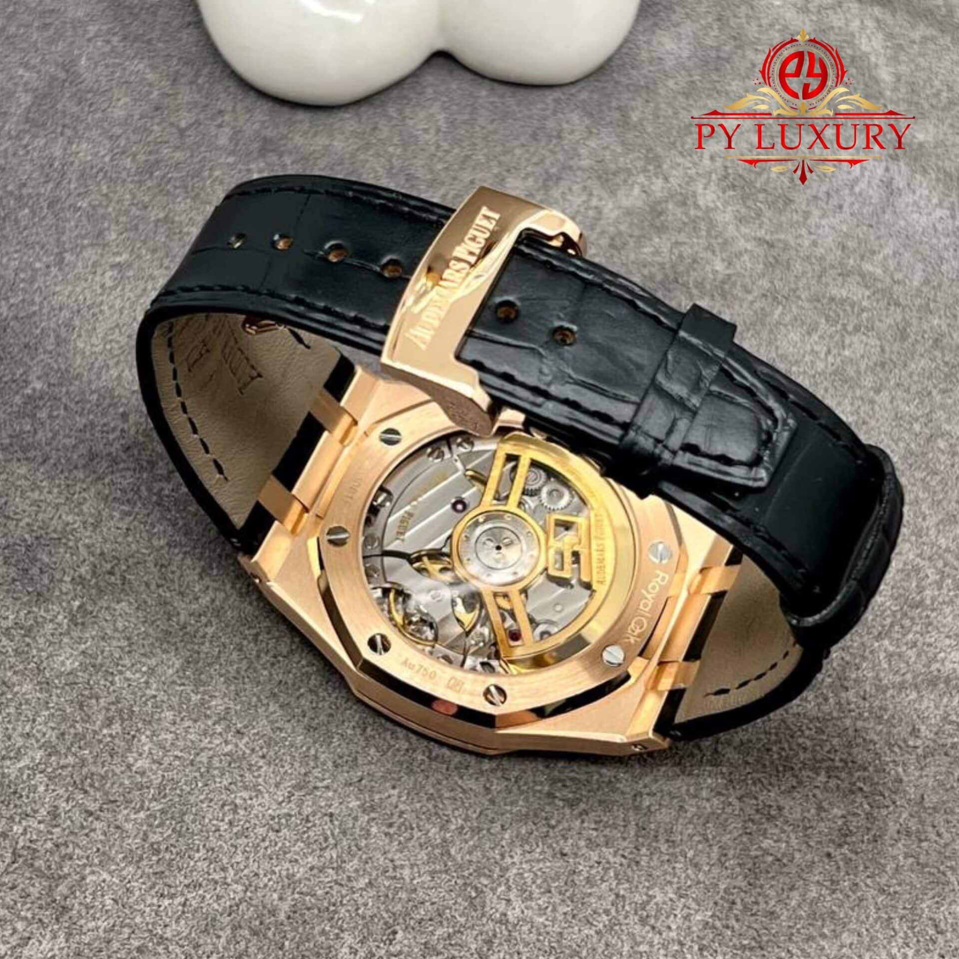 Audemars Piguet Royal Oak 50th Anniversary 15510OR 18K Solid Gold Black Dial Crocodile Leather Strap 41mm - Image 8