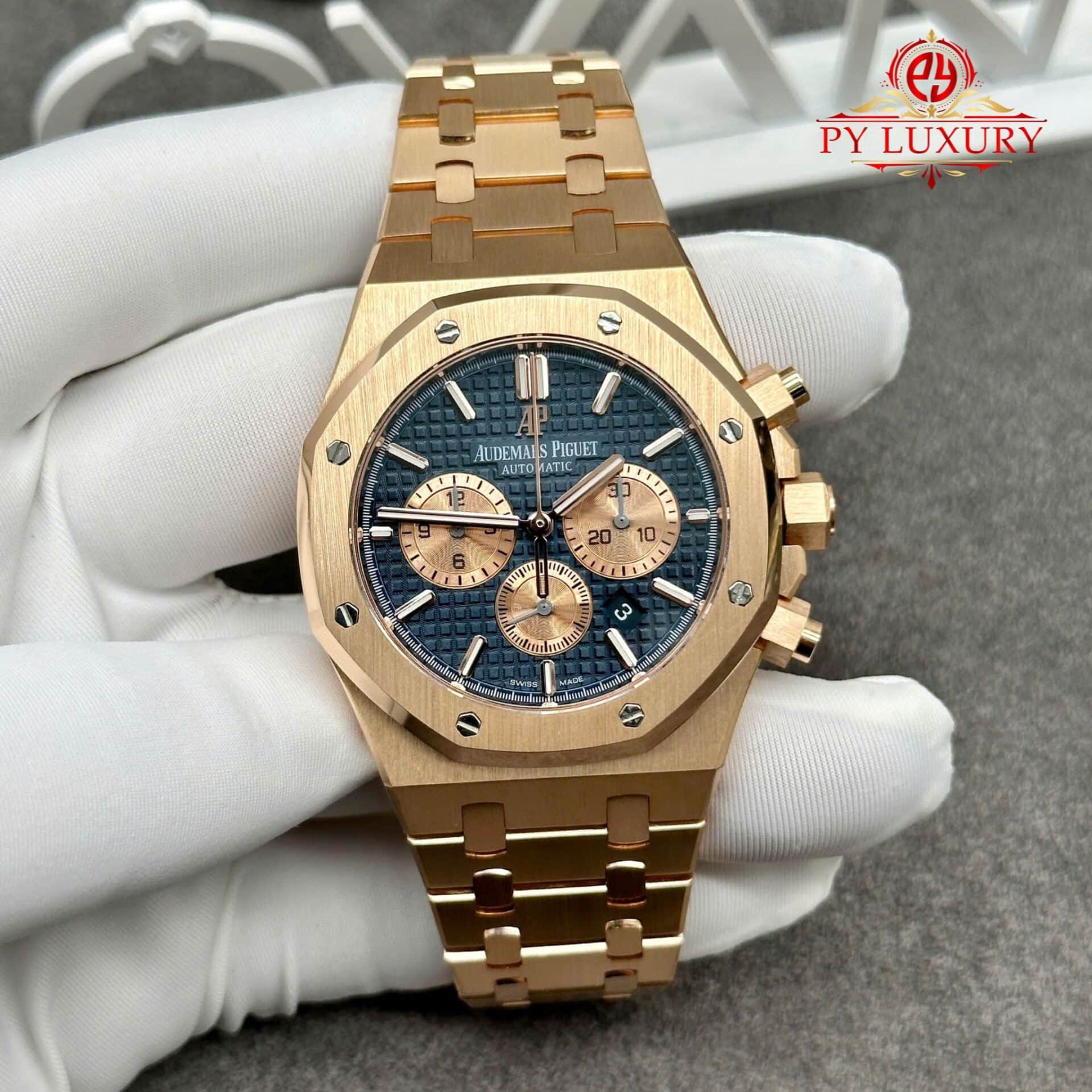 Audemars Piguet Royal Oak Chronograph 26331OR Blue Dial Custom Made 18K Solid Gold Original Calibre FP 1185 Movement 41mm