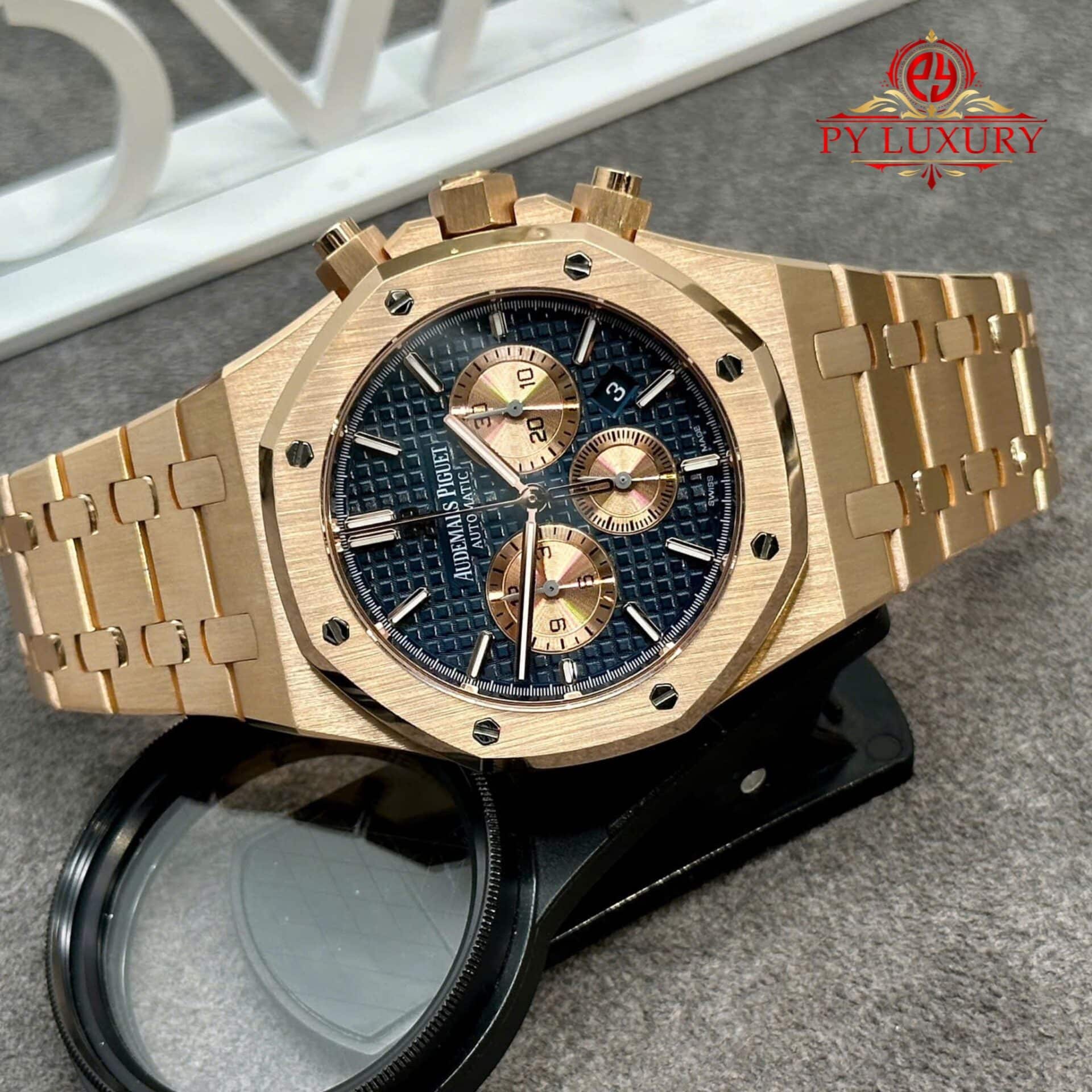 Audemars Piguet Royal Oak Chronograph 26331OR Blue Dial Custom Made 18K Solid Gold Original Calibre FP 1185 Movement 41mm - Image 3