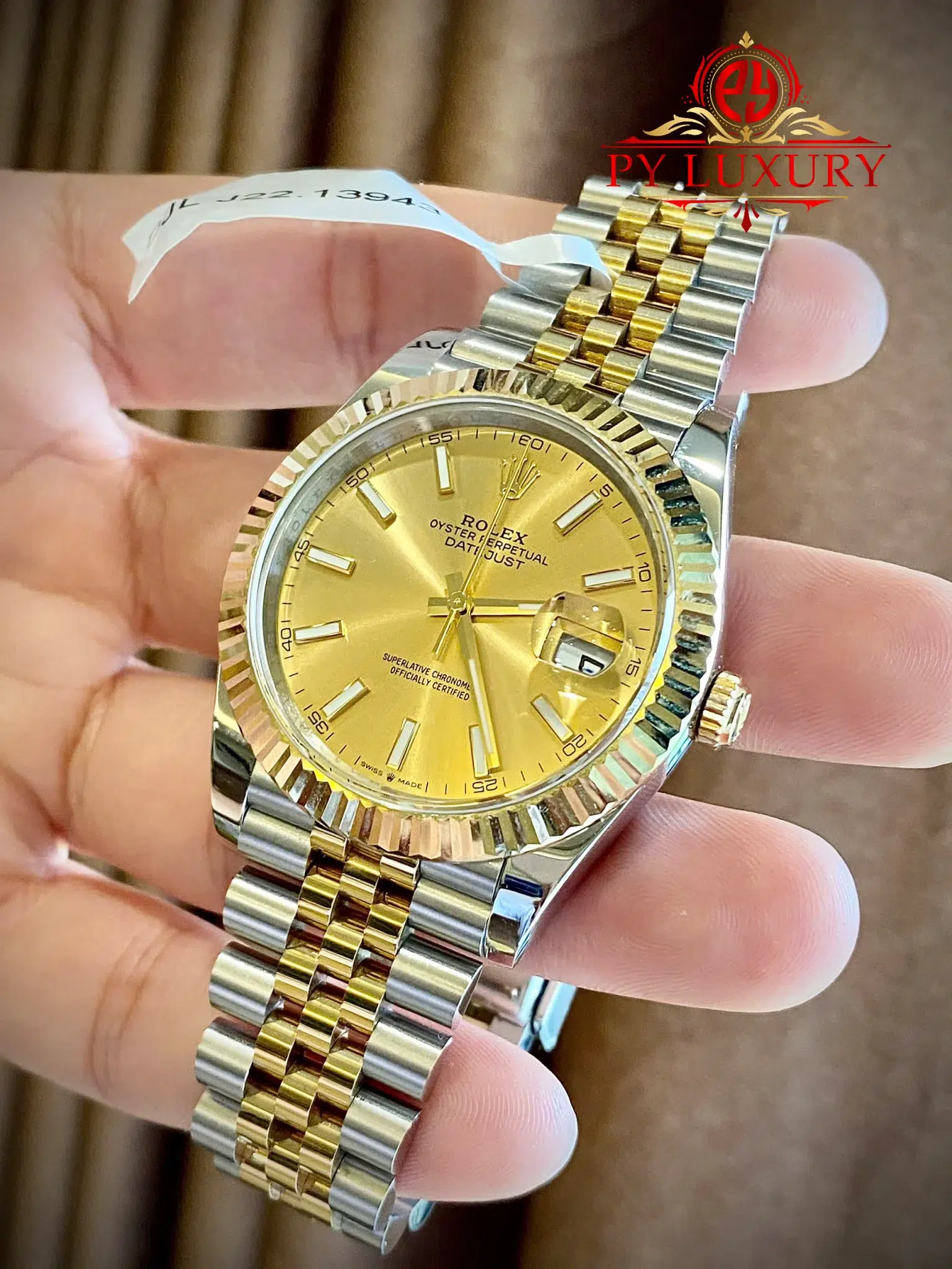 Rolex Datejust 126333-010 Champagne Luminous Dial 10K Yellow Gold Wrapped Jubilee Bracelet 1:1 Replica 41mm - Image 3