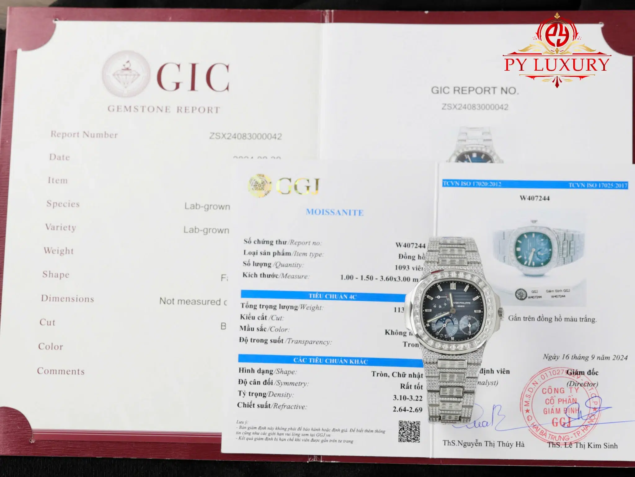 Patek Philippe Nautilus 5712/1A Blue Dial Custom Baguette Moissanite 1:1 Best Copy PPF 40mm