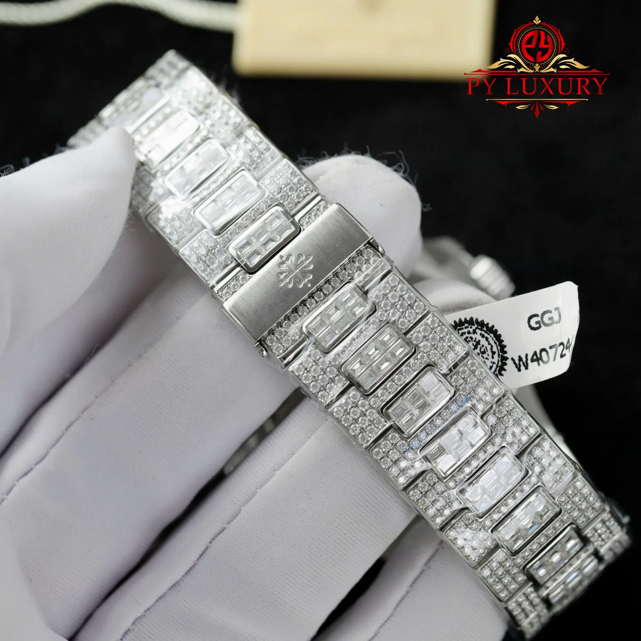 Patek Philippe Nautilus 5712/1A Blue Dial Custom Baguette Moissanite 1:1 Best Copy PPF 40mm - Image 11