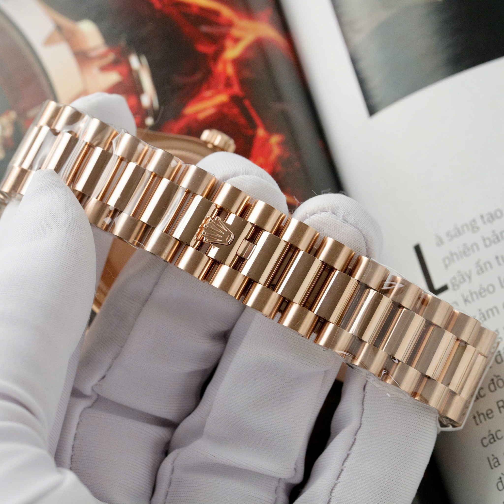 Rolex Day-Date 118235 Chocolate Diamond & Ruby Dial 18K Rose Gold Wrapped 1:1 Replica GMF 36mm - Image 9
